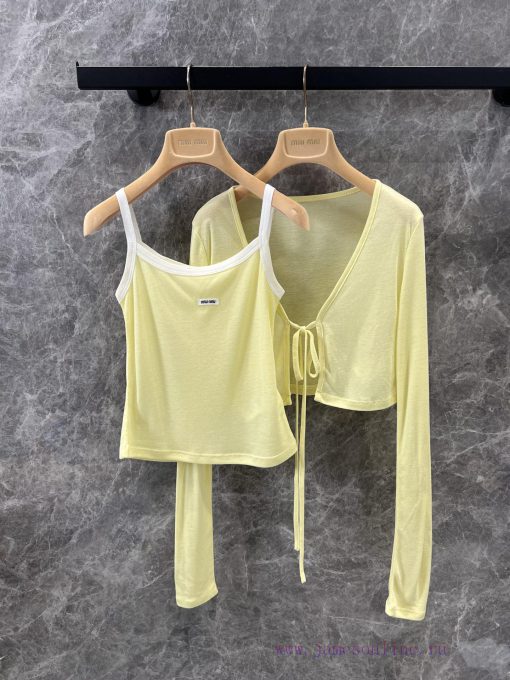 ZT60831 Miumi * 25 Spring/Summer New Tencel Camisole Cardigan Two-piece Set 丨 Produced By Cloud j02gfbli