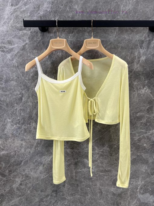ZT60831 Miumi * 25 Spring/Summer New Tencel Camisole Cardigan Two-piece Set 丨 Produced By Cloud j02gfbli - Image 2