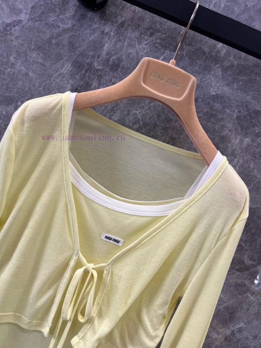 ZT60831 Miumi * 25 Spring/Summer New Tencel Camisole Cardigan Two-piece Set 丨 Produced By Cloud j02gfbli - Image 5