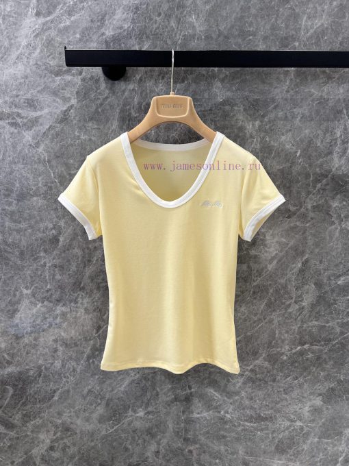 ZT60832 Miu Miu 25Ss Spring/Summer New Product Short Sleeve T-shirt | Exquisite Version With Su 7kkbhq8g