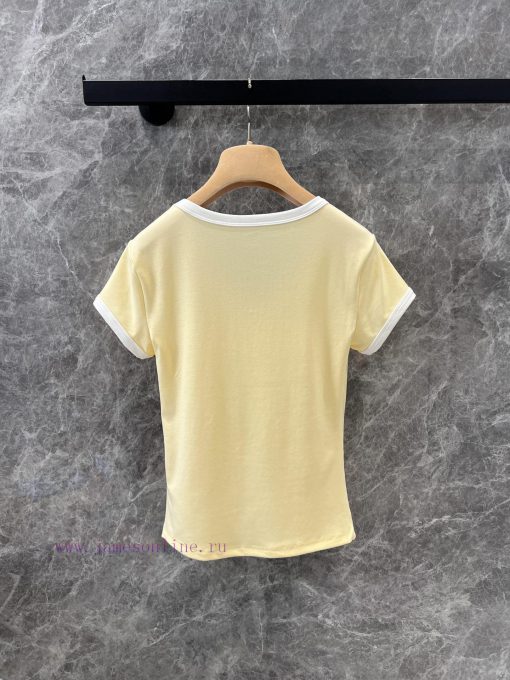 ZT60832 Miu Miu 25Ss Spring/Summer New Product Short Sleeve T-shirt | Exquisite Version With Su 7kkbhq8g - Image 3