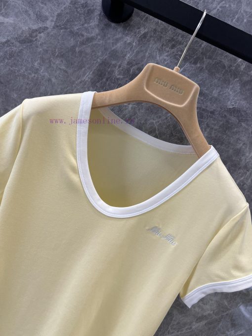 ZT60832 Miu Miu 25Ss Spring/Summer New Product Short Sleeve T-shirt | Exquisite Version With Su 7kkbhq8g - Image 4