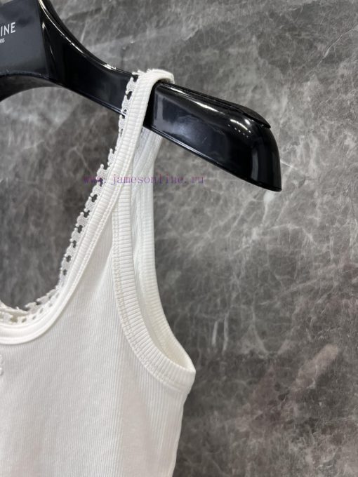 ZT60833 Celine 25 Spring/Summer New White Embroidered Lace Tank Top Small Strap | YB Has Develo mrizvw23 - Image 7
