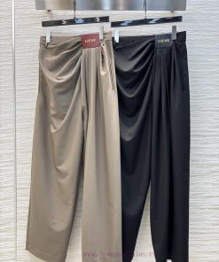 CK76890 Loewe 25 Early Spring New Collection Wrinkle Logo Leather Decorative Wide Leg Pants Wit 0nkxtqra