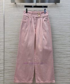 CK76896 Louis Vuitton 25 Early Spring New Collection Pink Washed Denim High Waisted Straight Le vwvta3c7
