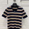 AT76700 Prada Smart Wear Five Color Striped Short Sleeve Knitted Top Classic And Versatile Fash g0alsvqd