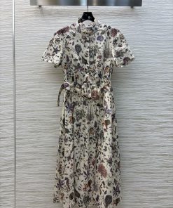 CL76919 Dior 25 Spring/Summer New Collection Jungle Flower Printed Short Sleeve Dress With Smal m1raz4ct