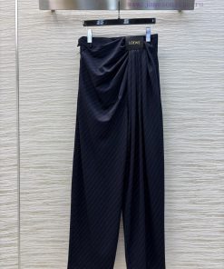 CK76921 Loewe 25 Early Spring New Collection Wrinkle Logo Leather Decorative Striped Wide Leg P fqb1p18q