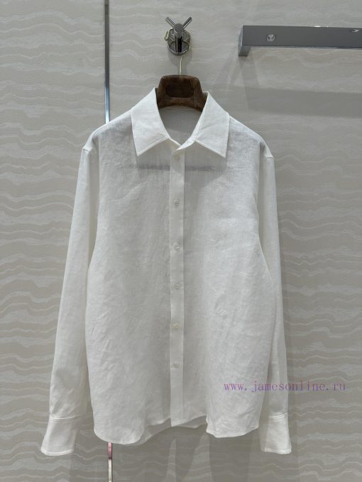 25ss Early Spring New Product AC76295 Loro Piana Old Money Style Dopamine Color Linen Shirt Emb jexy1lit