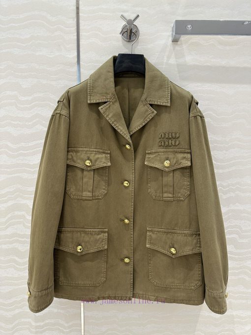 ️ High End AW76185 Miu Miu Scout Series Dressing Intellectual Element Lapel Workwear Jacket Jac z26ipj98