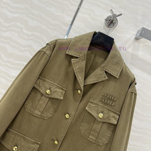 ️ High End AW76185 Miu Miu Scout Series Dressing Intellectual Element Lapel Workwear Jacket Jac z26ipj98 - Image 3
