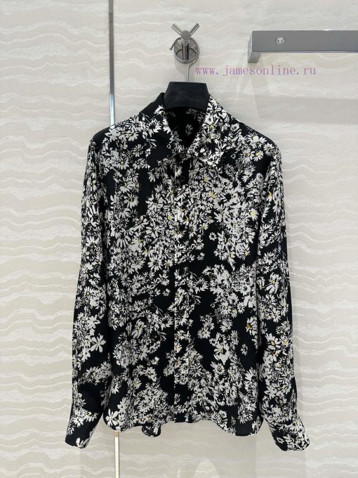 ️️ High Intelligence Dressing AC76957 Bu Small Daisy Printed Silk Shirt Heavyweight Moomi 100% jjy4m2ju - Image 2