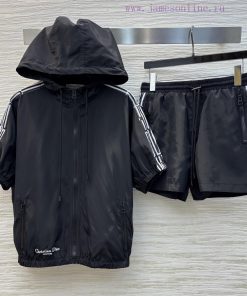 CT76973 Dior 25 Spring/Summer Logo Ribbon Printed Casual Set Daily Sports And Leisure Set Hoode 6fui12no