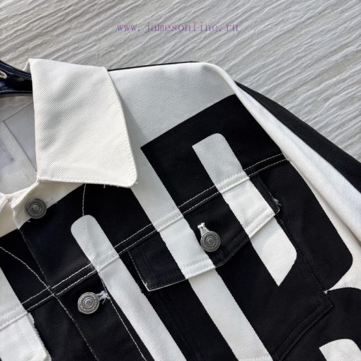 CT76976 Dior 25 Early Spring New Collection Stripe Printed Denim Jacket In Black And White Very 396mf79l - Image 5