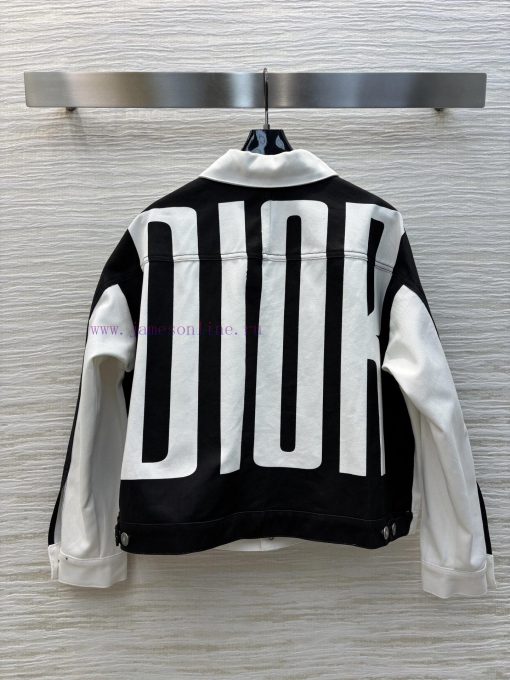 CT76976 Dior 25 Early Spring New Collection Stripe Printed Denim Jacket In Black And White Very 396mf79l - Image 9