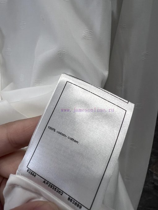 ZC60865 Chanel 25p Spring/Summer New Dark Pattern Logo Pearl Edged White Shirt | YB Developed A clh3dsmr - Image 10