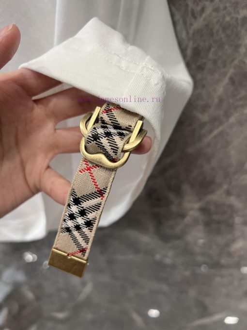 ZT60871 Burberry 25Ss Spring/Summer New Collection Waist Drawstring Grid Decorative Cotton Roun lz4yel69 - Image 7