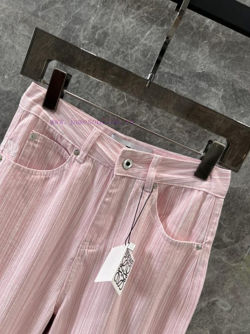 ZK60875 Loewe 25Ss Spring/Summer New Striped Pink Bent Knife Cowboy Pants | Produced Imported C kw3pk86c - Image 4