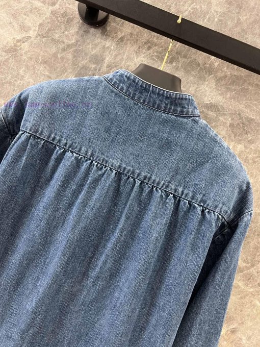 ZC60877 Valentino 25Ss Spring/Summer New Retro Palace Wind Pressure Folded Lace Denim Shirt | P 4msbgi1a - Image 5