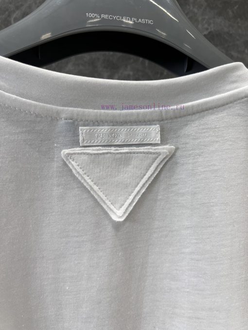 ZT60878 Prada 25Ss Spring/Summer New White Short Drawstring Long Sleeve T-shirt | Made Of Pure 02anrm35 - Image 6