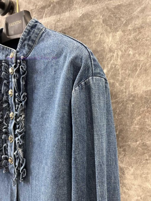 ZC60877 Valentino 25Ss Spring/Summer New Retro Palace Wind Pressure Folded Lace Denim Shirt | P 4msbgi1a - Image 7
