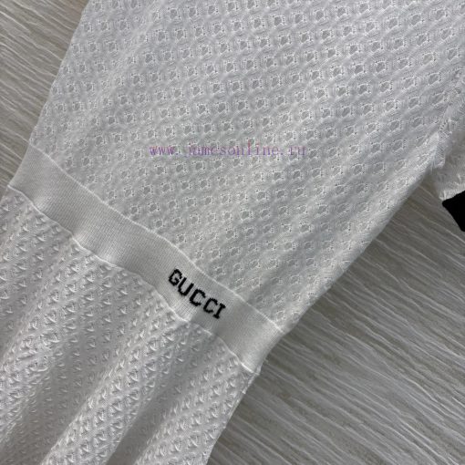 CL77003 Gucci 25 Early Spring New Collection Contrasting Short Sleeved Knitted Dress With A Cin n4g1zl1p - Image 7