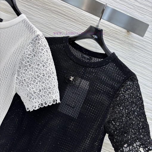 CT77008 Chanel 25 Spring/Summer A Fashionable Item For Daily Wear With Crochet Short Sleeves. T h1vrkl6v - Image 5