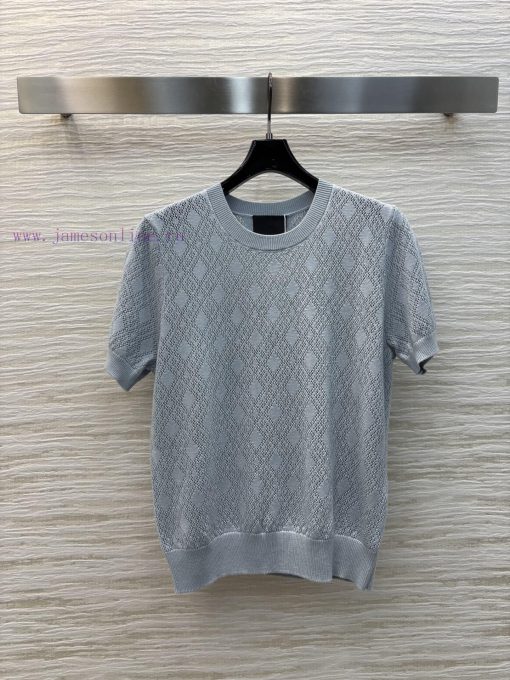 CT77019 Givenchy 25 Early Spring New Item Diamond Jacquard Knitted Short Sleeved Wool Yarn Soft kflsclbk - Image 2