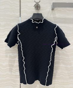 ️ High End AT77039 Coco Chanel 25s Jacquard Slimming Knitted Top With Contrasting Color Lace Ha 53g4thk6