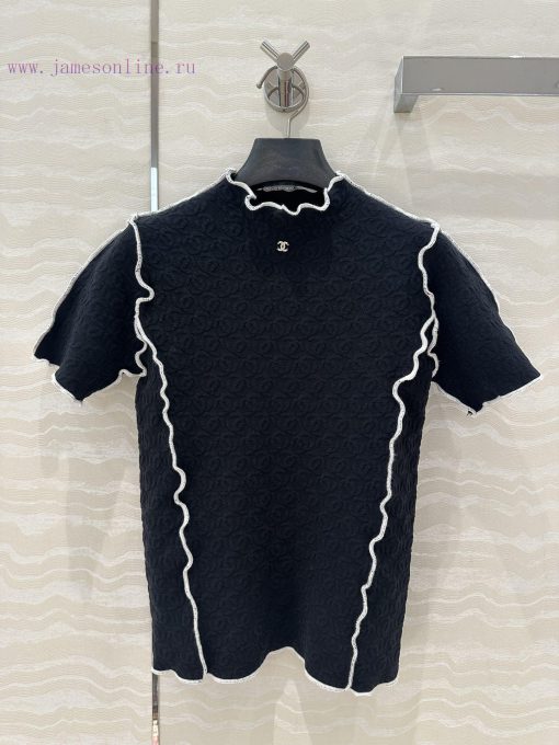 ️ High End AT77039 Coco Chanel 25s Jacquard Slimming Knitted Top With Contrasting Color Lace Ha 53g4thk6 - Image 2