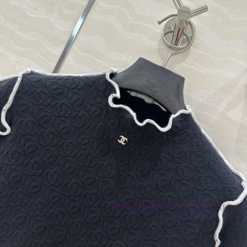️ High End AT77039 Coco Chanel 25s Jacquard Slimming Knitted Top With Contrasting Color Lace Ha 53g4thk6 - Image 4
