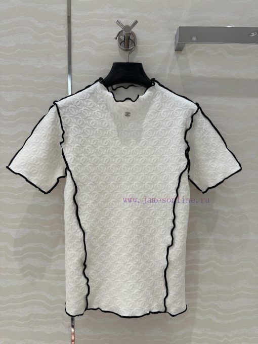 ️ High End AT77039 Coco Chanel 25s Jacquard Slimming Knitted Top With Contrasting Color Lace Ha i0syc8o5 - Image 2