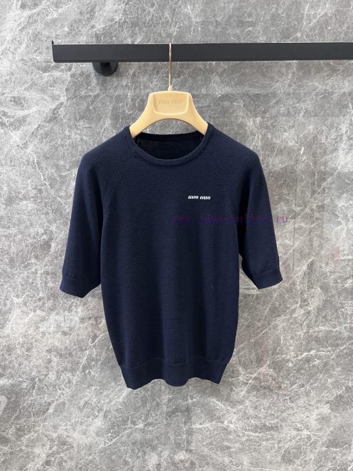 ZT60893 Miumi * 25SS Spring/Summer New Micro Label Short Sleeve Knitted Top | Developed By YB T t6eryc3g - Image 2