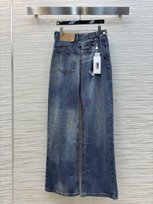 CK77055 MM6 Early Spring New Item Flip Hole Straight Leg Jeans With Reversed Denim Design Break mzib0ar3 - Image 2