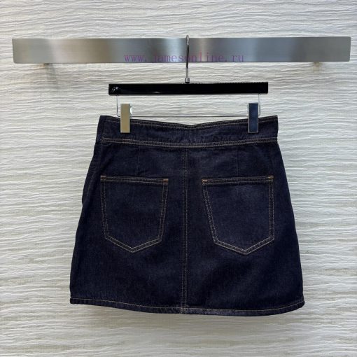 CB77056 Celine 25 Spring/Summer Metal Chain Design Cowboy A Half Skirt High Waist A-line Half S t8pijtlm - Image 9