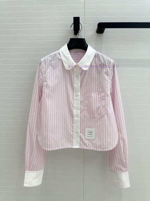 Strongly Recommend BC77077 Th * B * 25 Spring/Summer New Pink Striped Long Sleeve Shirt With Cl 83bonz7c