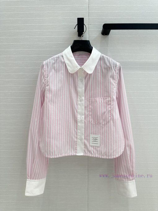 Strongly Recommend BC77077 Th * B * 25 Spring/Summer New Pink Striped Long Sleeve Shirt With Cl 83bonz7c - Image 2