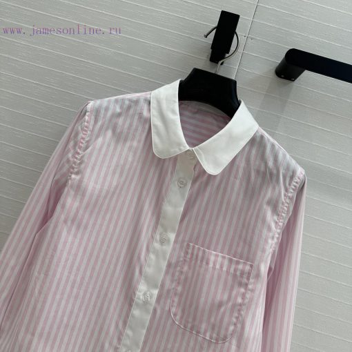 Strongly Recommend BC77077 Th * B * 25 Spring/Summer New Pink Striped Long Sleeve Shirt With Cl 83bonz7c - Image 3