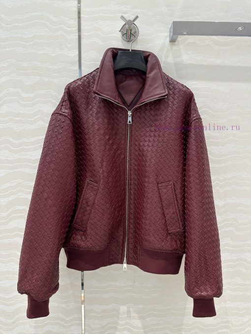 High End AW76385 BV Weaving Technology Retro Modern Fashion Essential Leather Jacket With Doubl bnqadnxg - Image 2