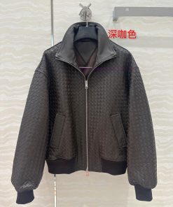 High End AW76385 BV Weaving Craftsmanship Retro Modern Fashion Essential Leather Jacket With Do srjouoh7