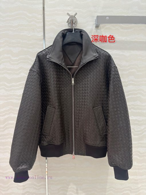 High End AW76385 BV Weaving Craftsmanship Retro Modern Fashion Essential Leather Jacket With Do srjouoh7 - Image 2