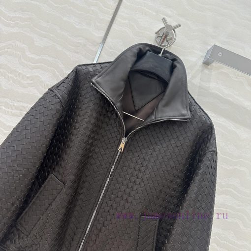 High End AW76385 BV Weaving Craftsmanship Retro Modern Fashion Essential Leather Jacket With Do srjouoh7 - Image 3