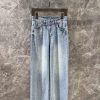 ZK60897 Loewe25Ss Spring/Summer New Three Grain Button Heavy Industry Inkjet Cowboy Pants | The pdayhg94