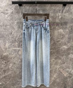 ZK60897 Loewe25Ss Spring/Summer New Three Grain Button Heavy Industry Inkjet Cowboy Pants | The pdayhg94