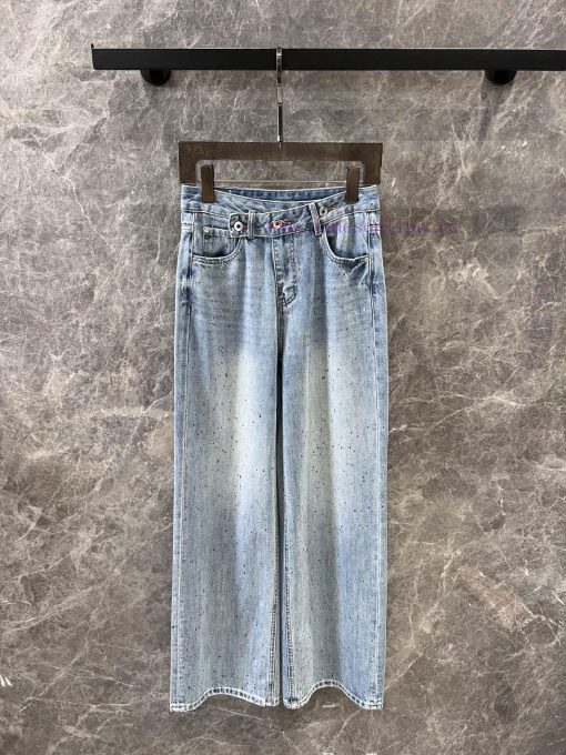 ZK60897 Loewe25Ss Spring/Summer New Three Grain Button Heavy Industry Inkjet Cowboy Pants | The pdayhg94