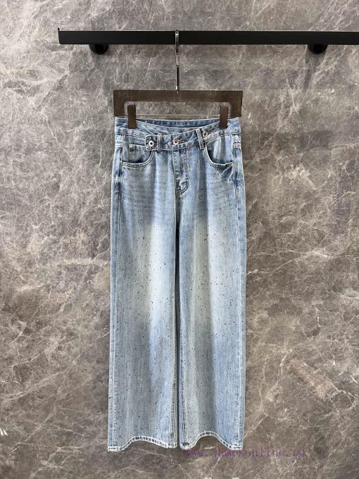 ZK60897 Loewe25Ss Spring/Summer New Three Grain Button Heavy Industry Inkjet Cowboy Pants | The pdayhg94 - Image 2
