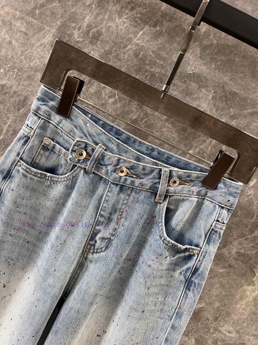 ZK60897 Loewe25Ss Spring/Summer New Three Grain Button Heavy Industry Inkjet Cowboy Pants | The pdayhg94 - Image 4