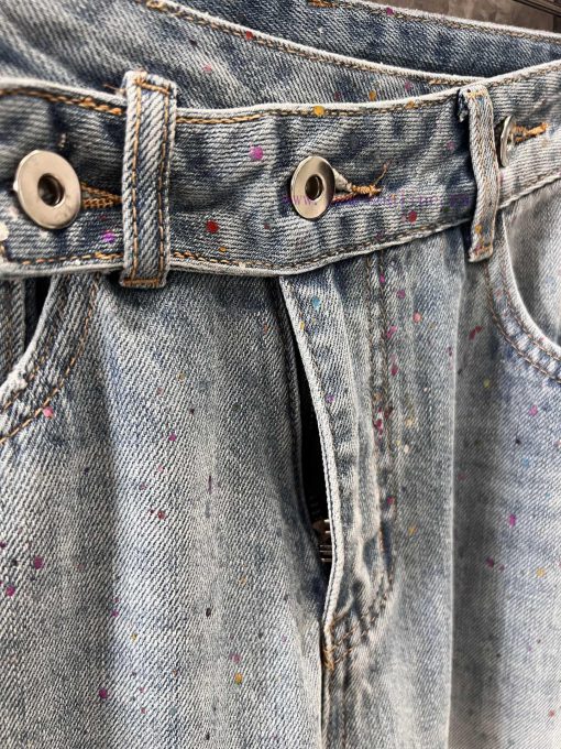 ZK60897 Loewe25Ss Spring/Summer New Three Grain Button Heavy Industry Inkjet Cowboy Pants | The pdayhg94 - Image 6