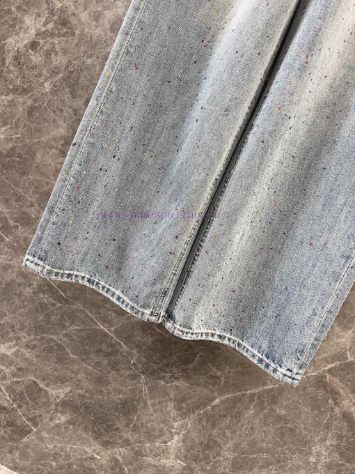 ZK60897 Loewe25Ss Spring/Summer New Three Grain Button Heavy Industry Inkjet Cowboy Pants | The pdayhg94 - Image 8