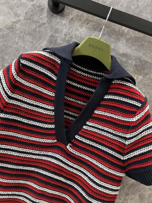 ZL60902 Gucci25Ss Spring And Summer New Product Retro Black White And Red Color Knitted V-neck p86qyhy7 - Image 4